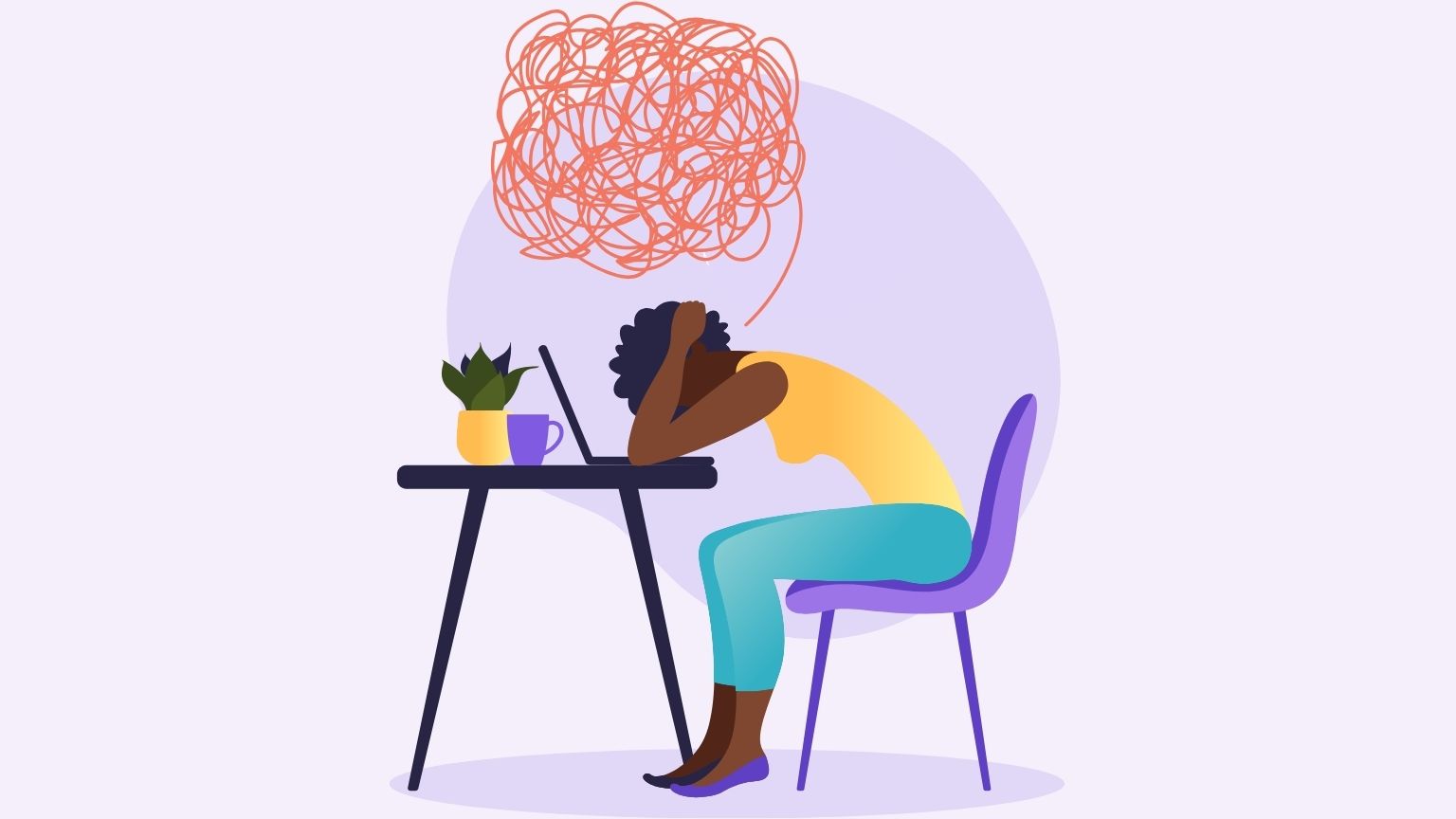 Illustration burn-out — personne épuisée au bureau